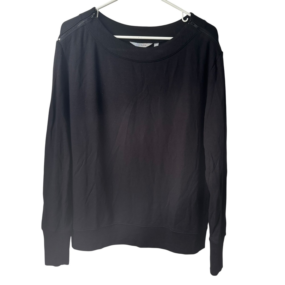 Athleta Black Long Sleeve Sweatshirt Zipper Detail‎ Womens Size M